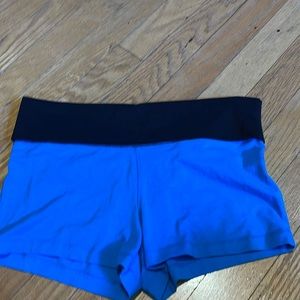 Black and blue fold over booty shorts
